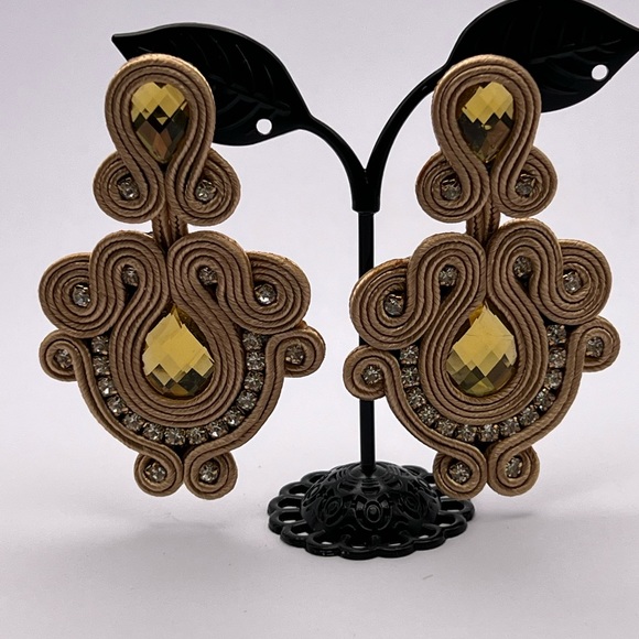 Elegant Oversized Statement Earrings - Wedding Glam Earrings - Prom Earrings - Picture 7 of 9